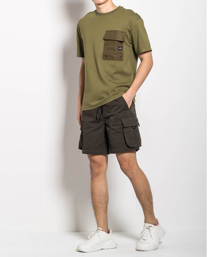 Men Oversized Fashion Tee With Pocket - Army Green - H0M659