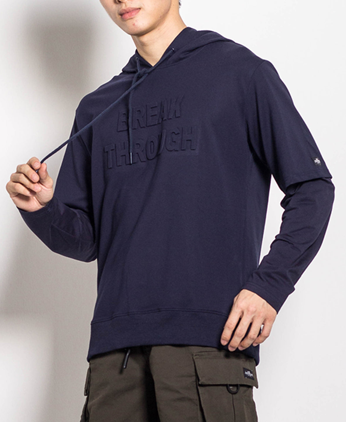 Men Hoodie Sweatshirt - Navy - H0M663