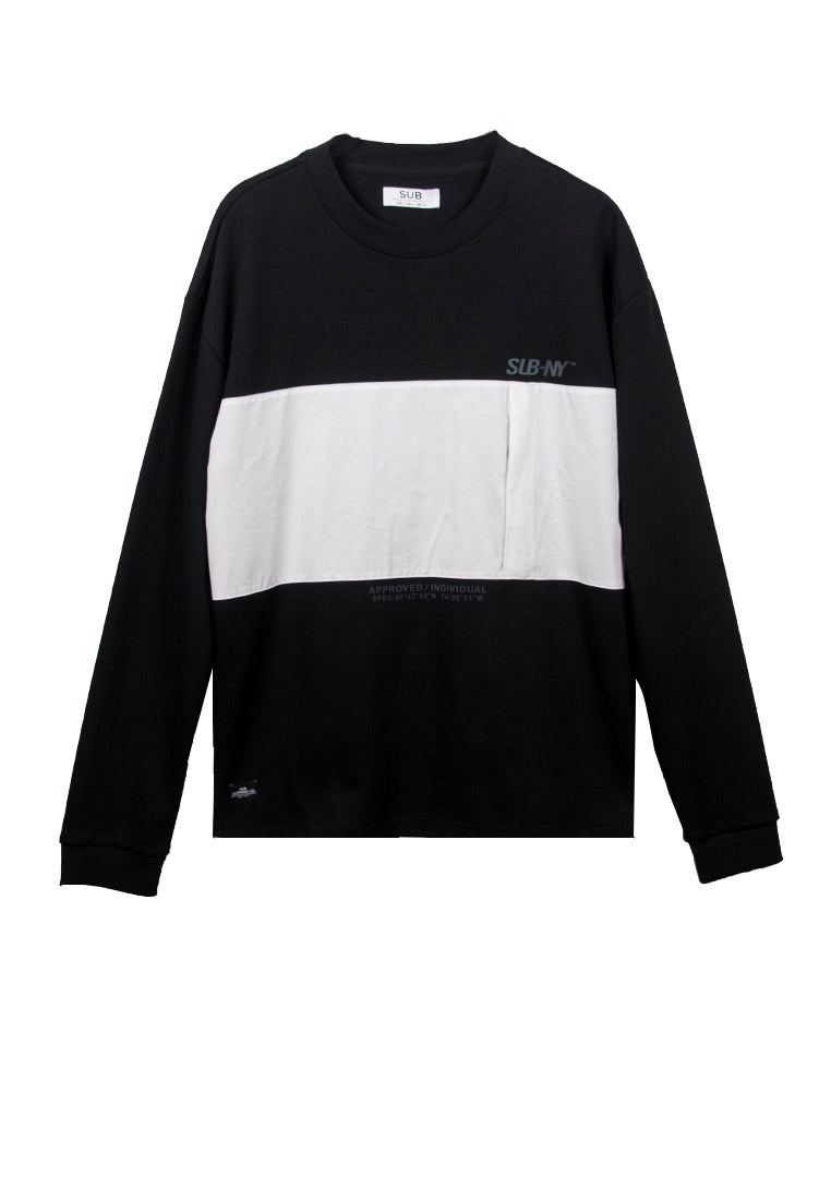 Men Oversized Color Block Sweatshirt - Black - H0M648