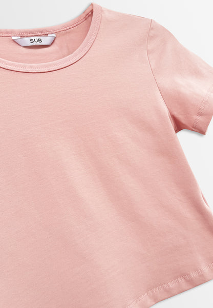 Women Short-Sleeve Crop Top Tee - Pink - H2W470