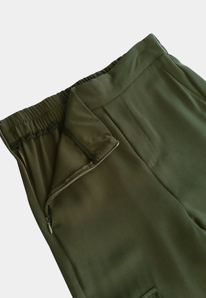 Women Long Jogger Pants - Dark Grey Green - S2W279