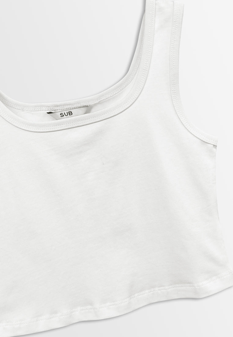 Women Scoop Neck Tank Top - White - H2W463