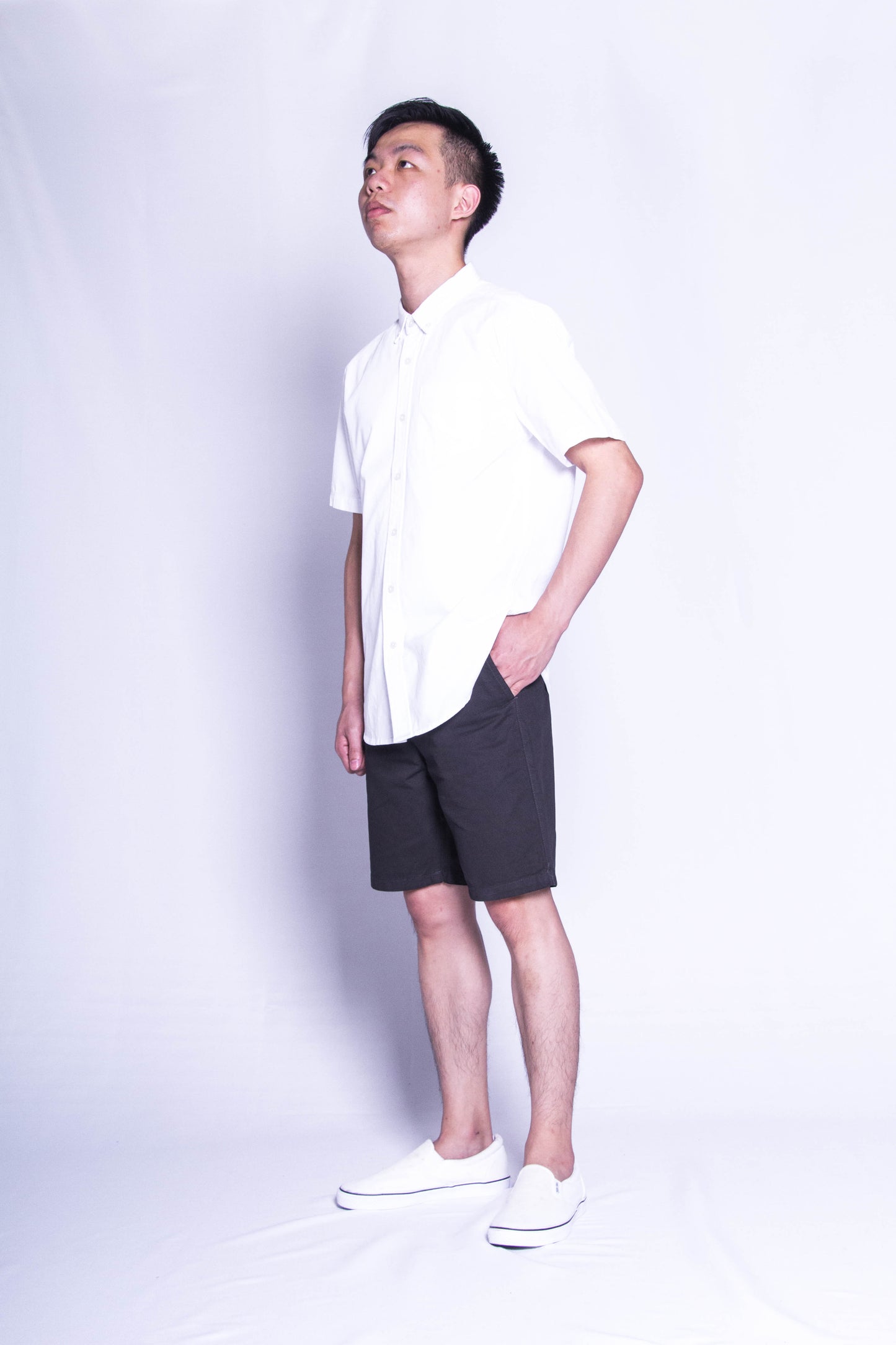 Men Short-Sleeve Shirt - White - F9M079