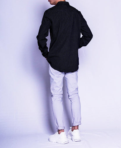 Men Long Sleeve Shirt - Black - F9M092