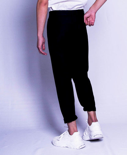 Men Long Pants Slim Fit - Black - F9M146