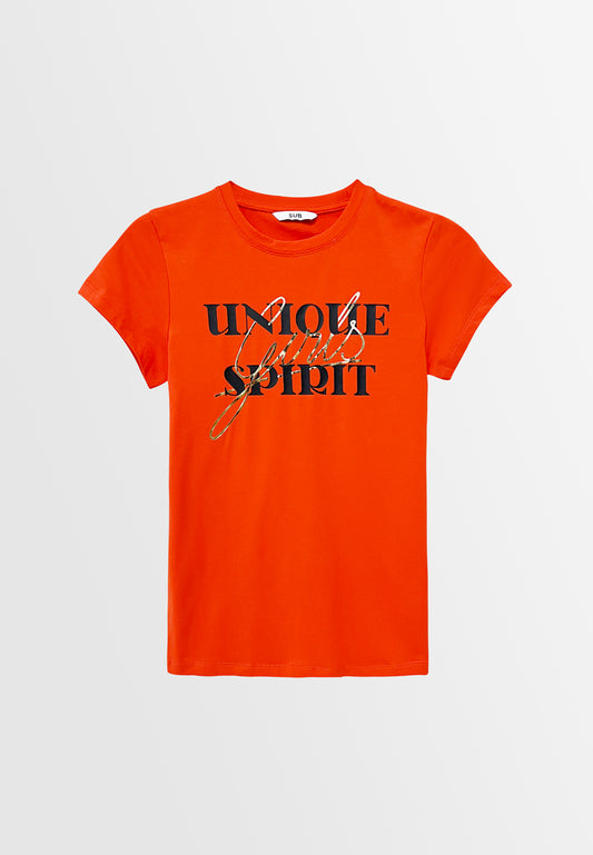 Women Short-Sleeve Graphic Tee - Orange - S3W640