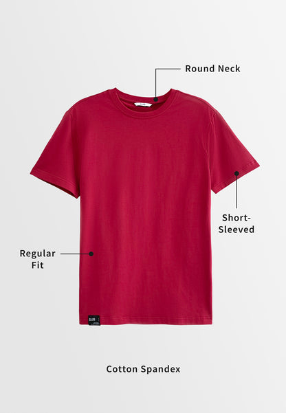 Men Short-Sleeve Basic Tee - Dark Pink - S3M526