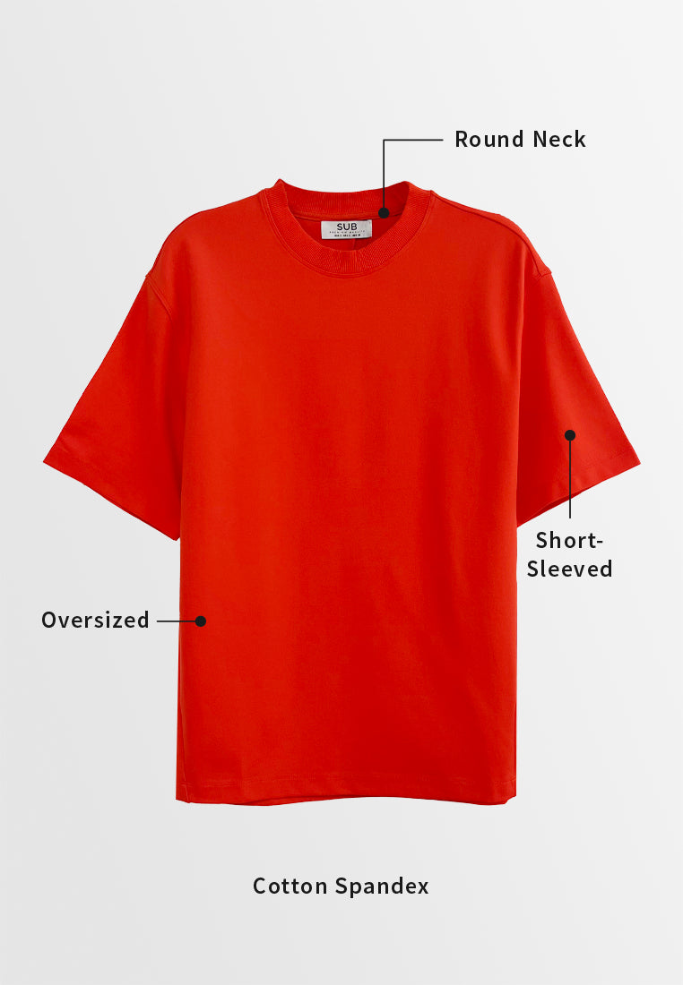 Men Short-Sleeve Oversized Fashion Tee - Orange - H2M789