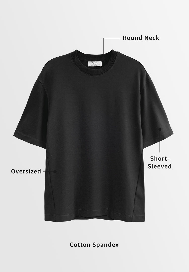 Men Short-Sleeve Oversized Fashion Tee - Black - H2M606