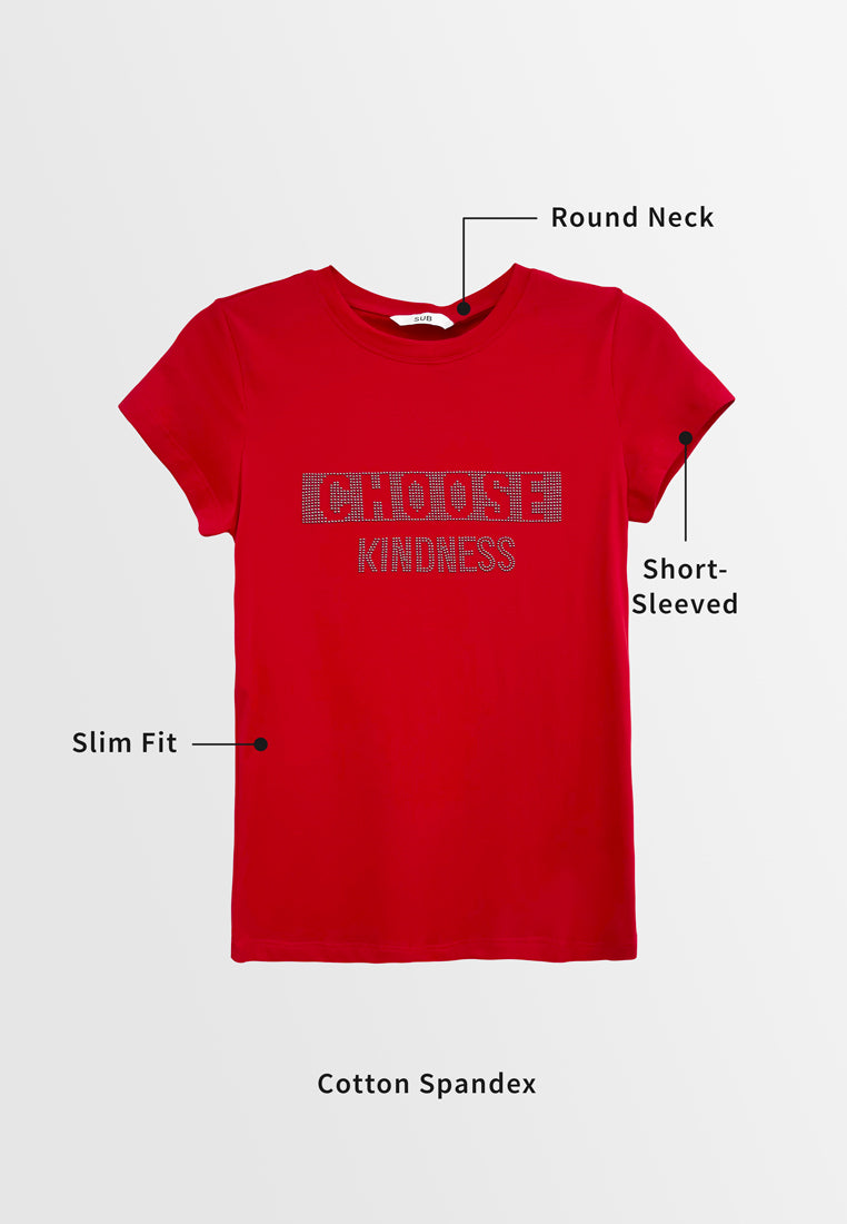 Women Short-Sleeve Graphic Tee - Red - H2W520