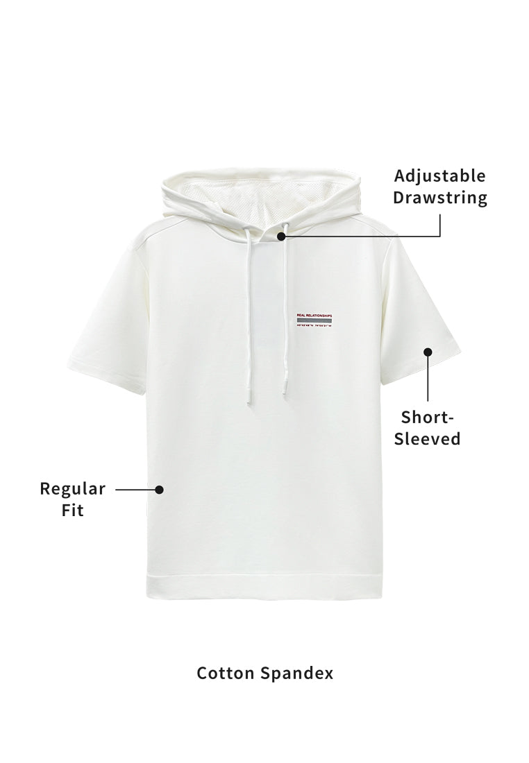 Men Short-Sleeve Sweatshirt Hoodie - White - H2M792