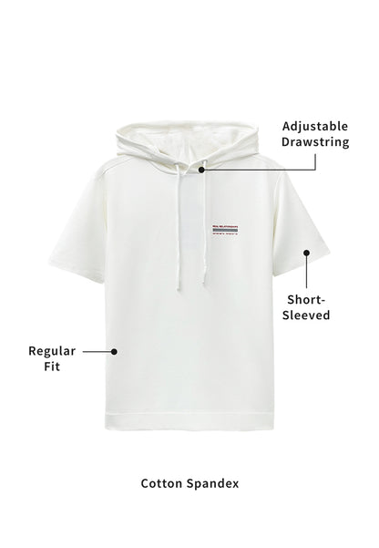 Men Short-Sleeve Sweatshirt Hoodie - White - H2M792