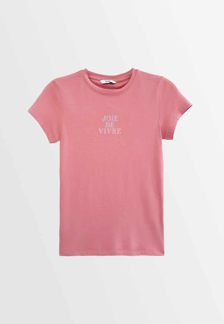 Women Short-Sleeve Graphic Tee - Pink - S3W621