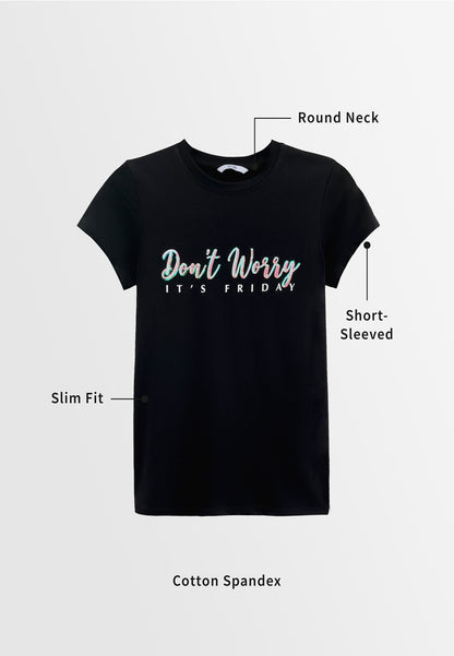 Women Short-Sleeve Graphic Tee - Black - H2W493