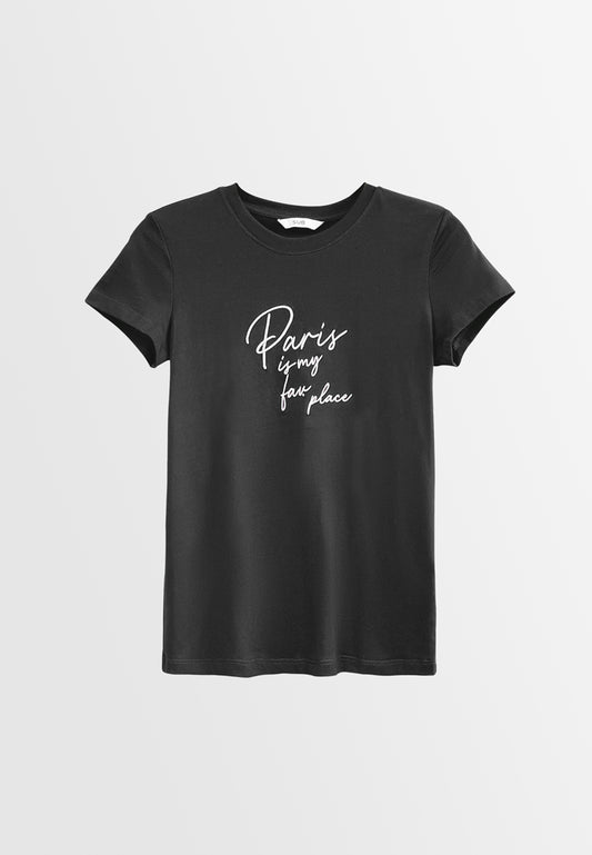 Women Short-Sleeve Graphic Tee - Black - H2W570