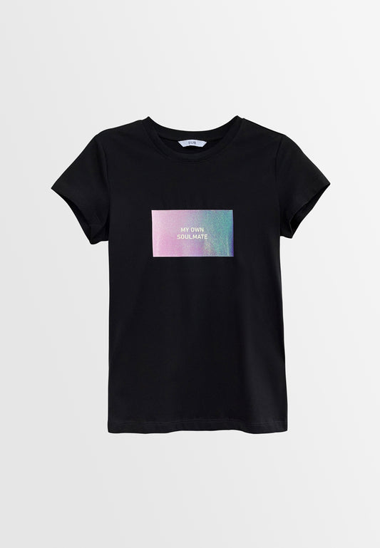 Women Short-Sleeve Graphic Tee - Black - H2W536