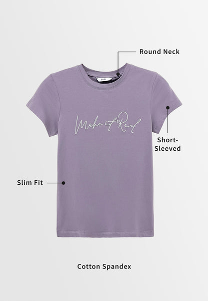 Women Short-Sleeve Graphic Tee - Purple - S3W619