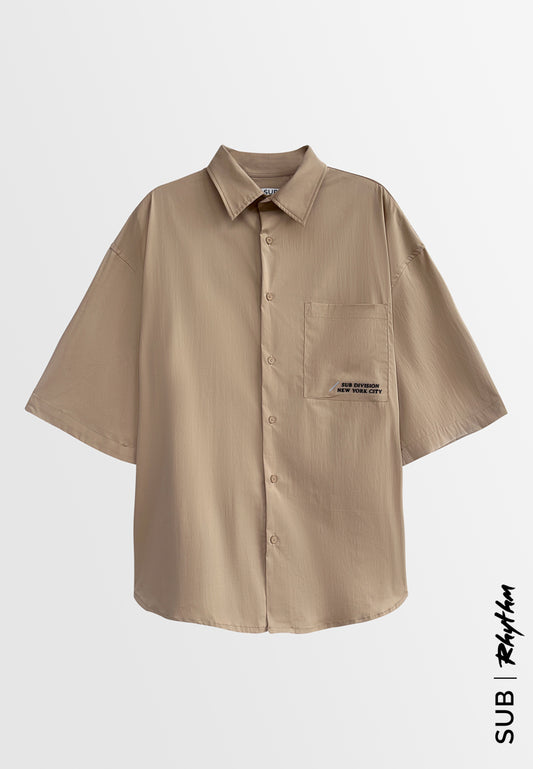 Men Oversized Short-Sleeve Shirt - Khaki - H2M523