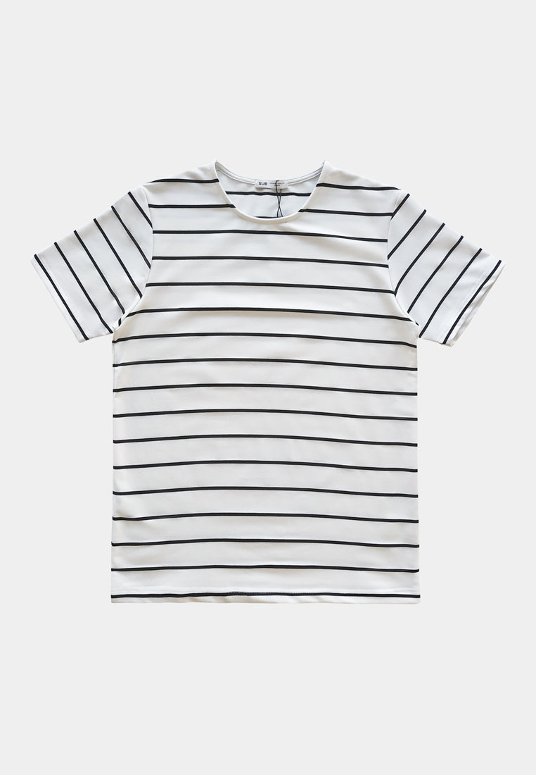 Men Short-Sleeve Striped Fashion Tee - Black - S2M205