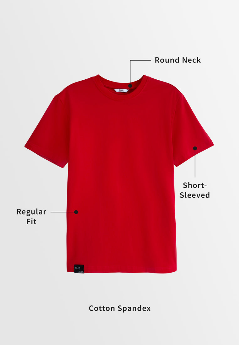 Men Short-Sleeve Basic Tee - Red - H2M414