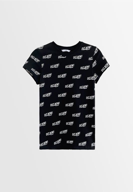 Women Short-Sleeve Graphic Tee - Black - H2W498