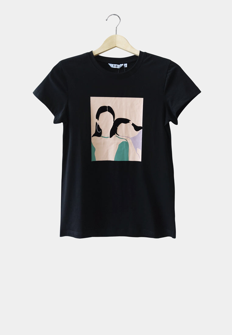 Women Short-Sleeve Graphic Tee - Black - M2W327