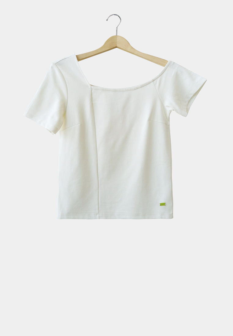 Women Short-Sleeve Blouse - White - H1W200