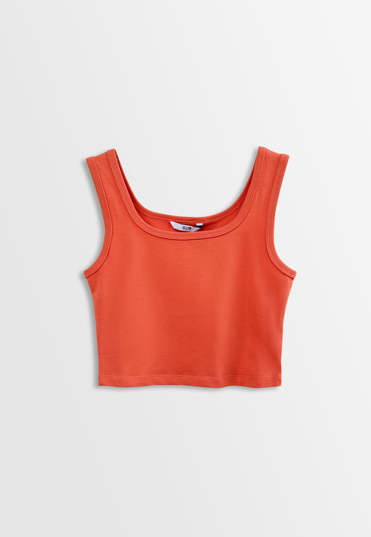 Women Scoop Neck Tank Top - Orange - H2W464