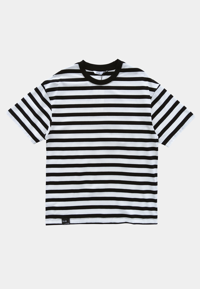 Men Short-Sleeve Striped Fashion Tee - Black - M2M279