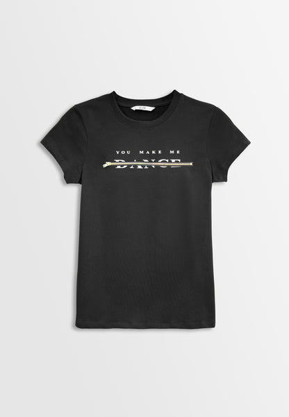 Women Short-Sleeve Graphic Tee - Black - H2W424