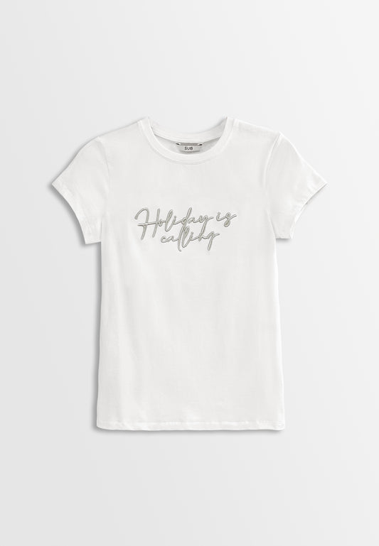 Women Short-Sleeve Graphic Tee - White - H2W422