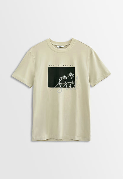 Men Short-Sleeve Graphic Tee - Khaki - H2M366