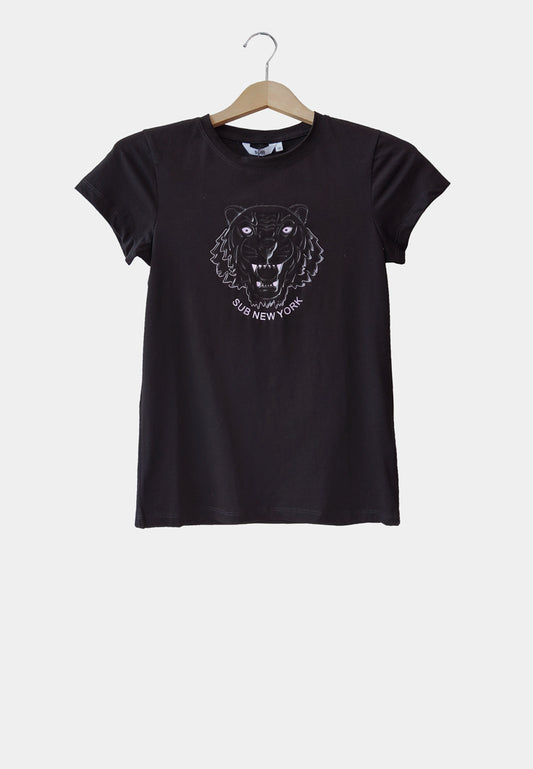 Women Short-Sleeve Graphic Tee - Black - H1W191