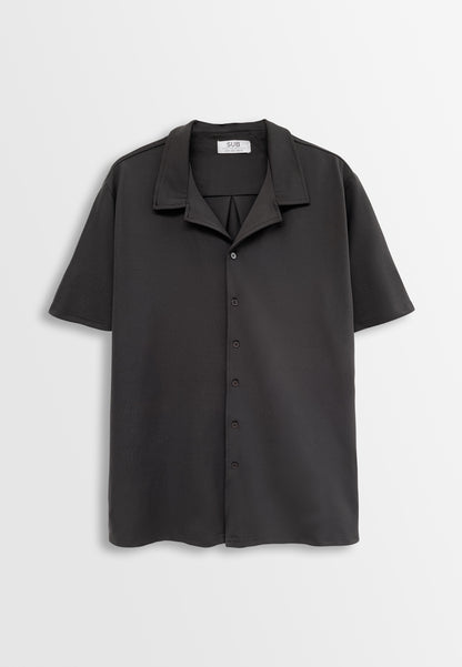 Men Short-Sleeve Camp Collar Shirt - Black - M2M286