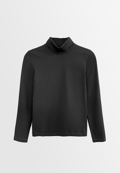 Women Long-Sleeve Turtleneck Basic Tee - Black - H2W471