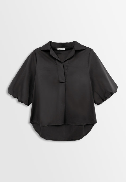 Women Woven Blouse - Black - H2W429