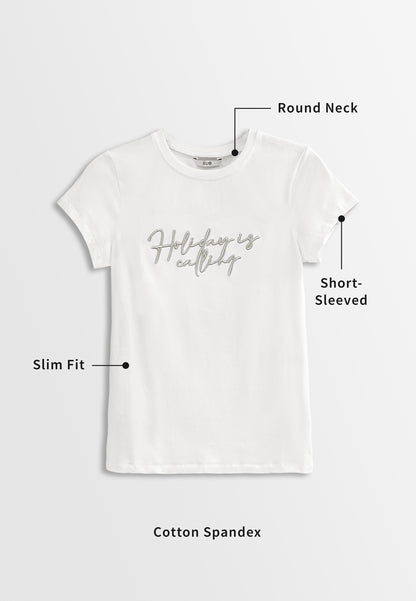 Women Short-Sleeve Graphic Tee - White - H2W422