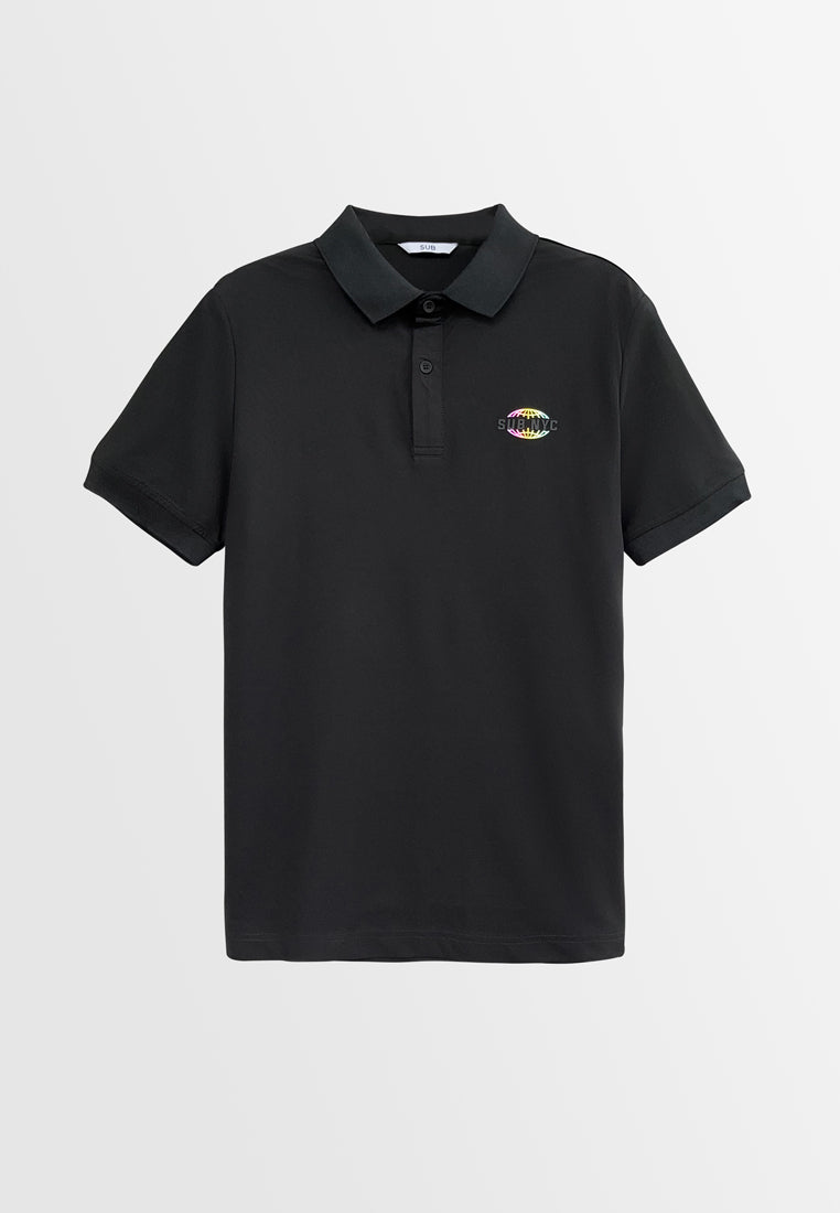 Men Short-Sleeve Polo Tee - Black - H2M405