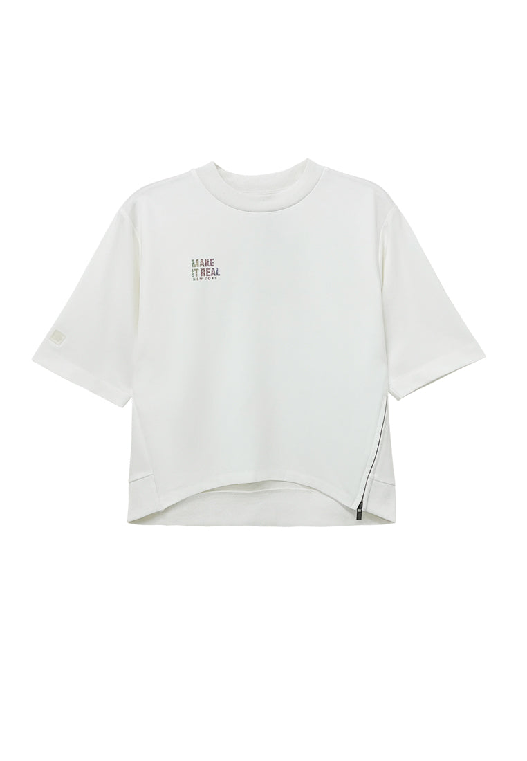 Women Short-Sleeve Sweatshirt - White - H2W702