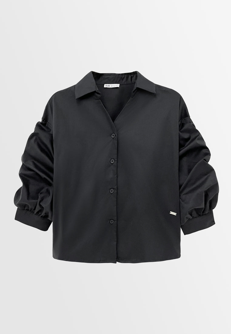 Women Woven Blouse - Black - S3W602