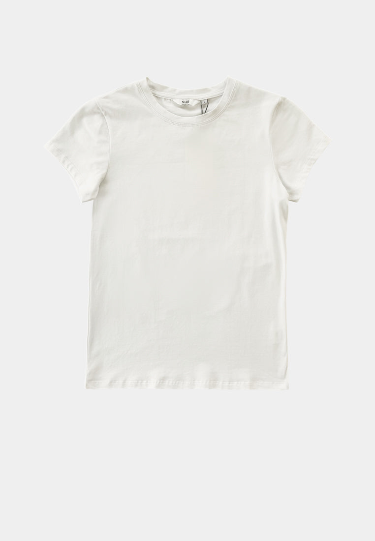 Women Short-Sleeve Basic Tee - White - F2W420