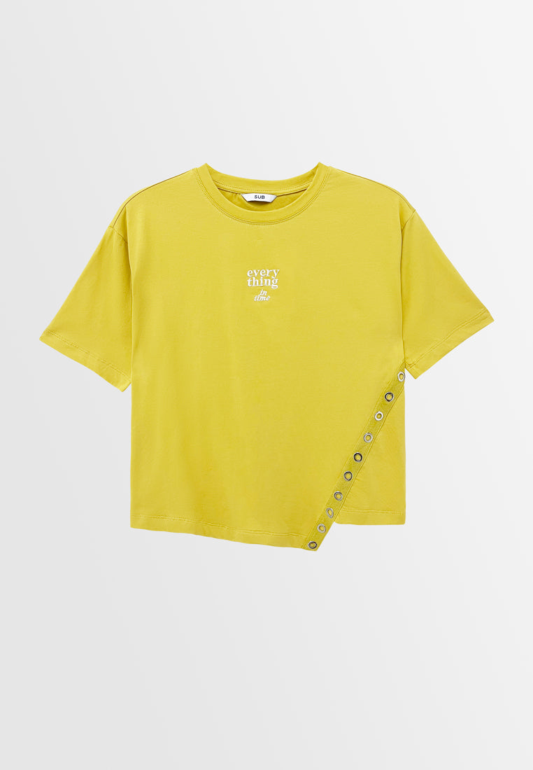 Women Short-Sleeve Fashion Tee - Yellow - S3W623