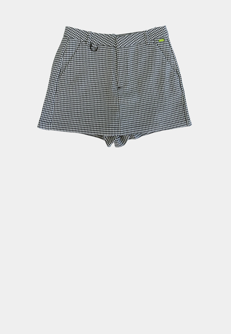 Women Houndstooth Skort - Black - H1W204