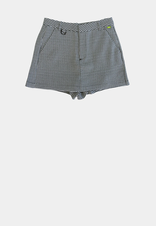 Women Houndstooth Skort - Black - H1W204