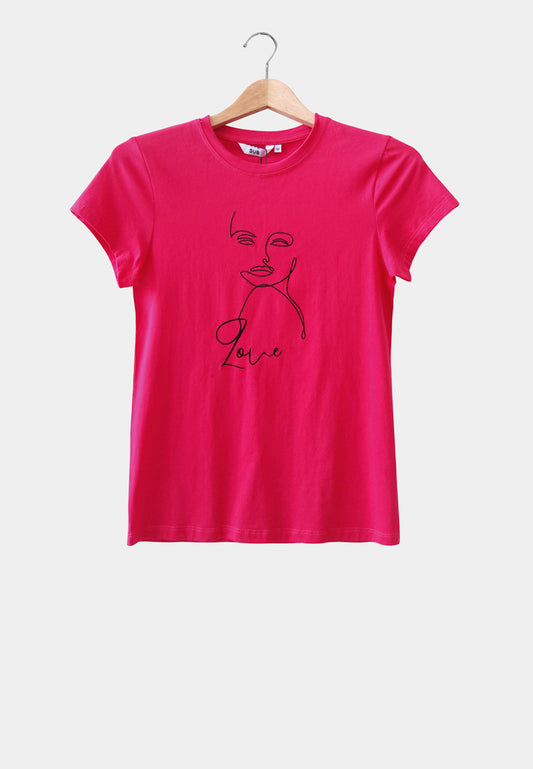 Women Short-Sleeve Graphic Tee - Pink - M2W324