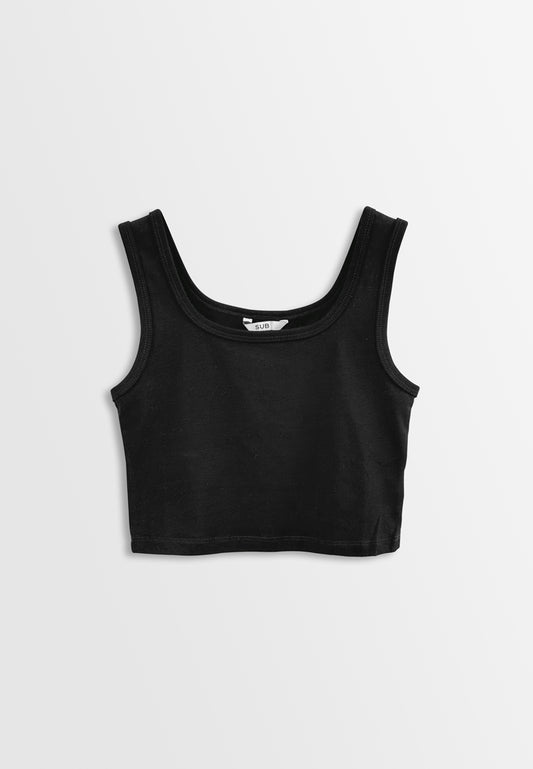 Women Scoop Neck Tank Top - Black - H2W462