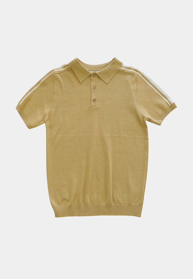 Men Short-Sleeve Knit Polo Tee - Khaki - H1M232