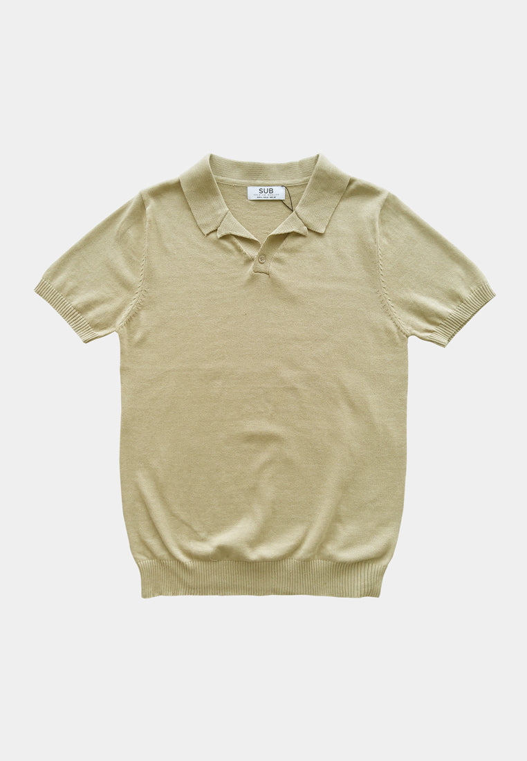 Men Short-Sleeve Knit Polo Tee - Khaki - H1M227