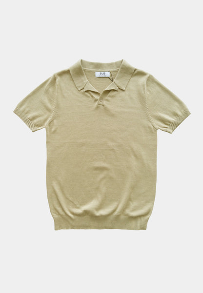 Men Short-Sleeve Knit Polo Tee - Khaki - H1M227