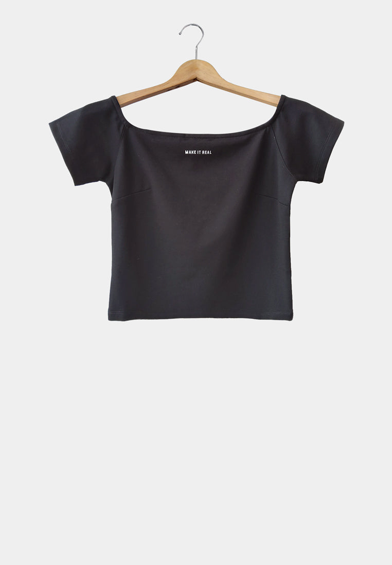 Women Off Shoulder Top - Black - H1W216